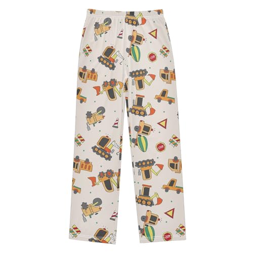 ZZXXB Cartoon Truck and Trailer Boys Long Pants Soft Trousers Elastic Waist Kids Lounge Bottoms with Pockets S-XL