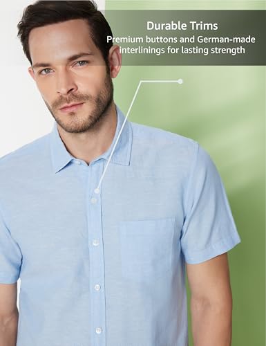Image of Symbol Premium Men's Cotton Linen Casual Shirt - Regular Fit | Half Sleeve (Available in Plus Sizes)