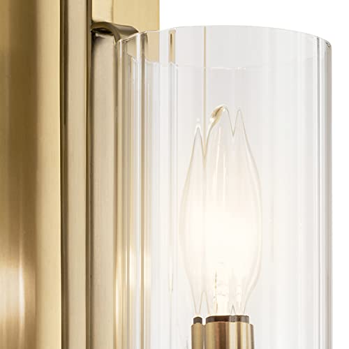 Image of Kichler Kimrose 1 Light Wall Sconce with Clear Fluted Glass in Brushed Natural Brass