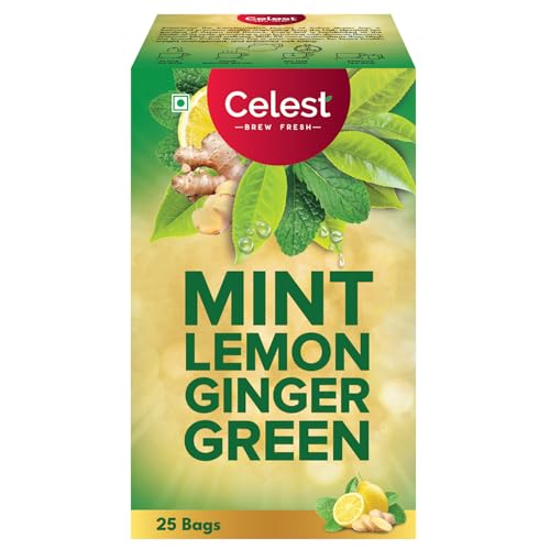 Image of Celest Green Teabags 25 pcs | Green Tea for Weight Loss | Ginger, Mint & Lemon