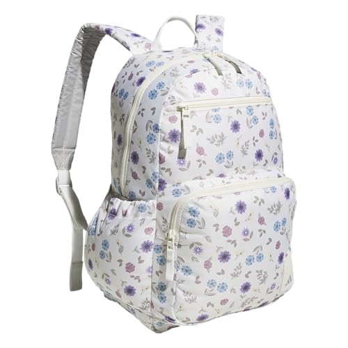 adidas Mochila escolar Lineage – Pequena bolsa de livros para laptop, trabalho e viagem, 22 L, florida floral, quente, baunilha/off-white, tamanho único