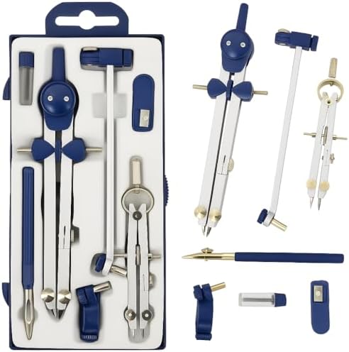 Compas Dibujo Tecnico Profesional - Compás Escolar de Precision con Rueda de Ajuste Bachillerato y Secundaria - Compasso...