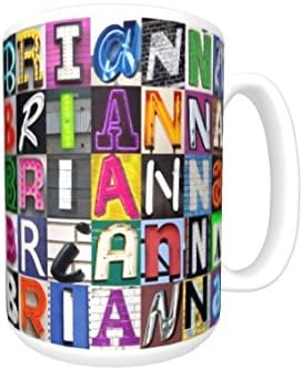 BRIANNA Coffee Mug / Cup - using photos of sign letters - personalized