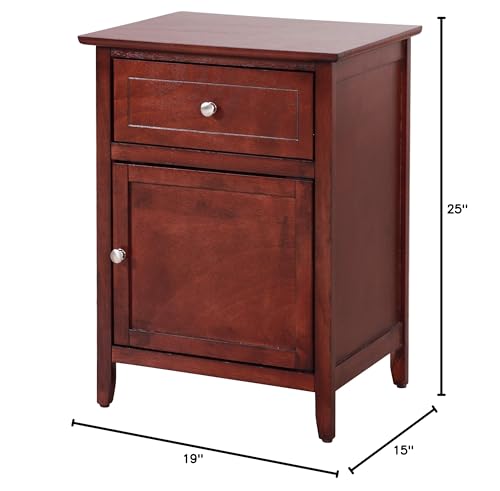 Glory Furniture Izzy 1 Drawer 1 Door Nightstand in Cherry