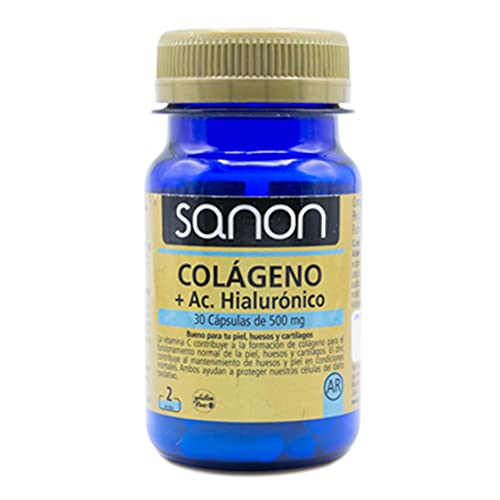 Sanon Colágeno + Ácido Hialurónico, 30 Cápsulas De 500 Mg, Total = 15 Gr