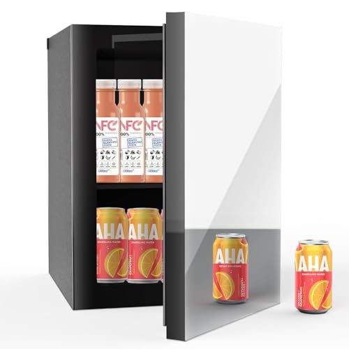 Erivess Compact Beverage Refrigerator 26 Can/0.95 Cu Ft Mini Fridge Mirror