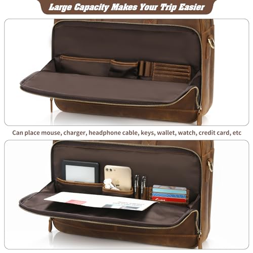 Image of Jack&Chris Full Grain Leather Briefcase for Men, Business Messenger Bag Laptop Bag Attache Case, Fits 15.6 Inch Laptop