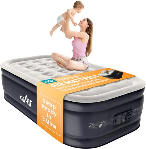 Dr. Air Twin Air Mattress 18" with Pump, Waterproof Top