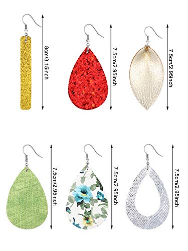 Hicarer 25 Pairs Faux Leather Earrings for Women Teardrop Dangle Lightweight Leaf Earrings for Christmas Birthday Gift2
