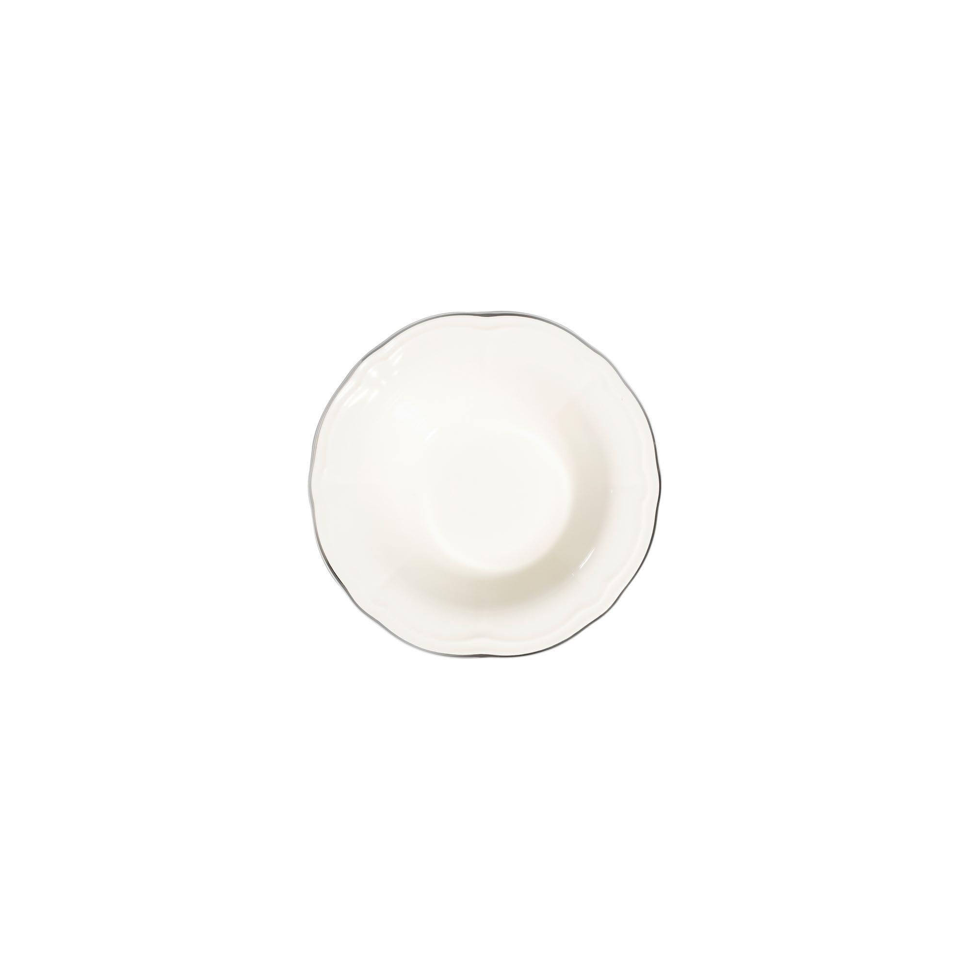 Elegante juego de 53 piezas, 100% porcelana, blanco y plateado, incluye platos, cuencos, platos y esparcidores, apto para lavavajillas y microondas