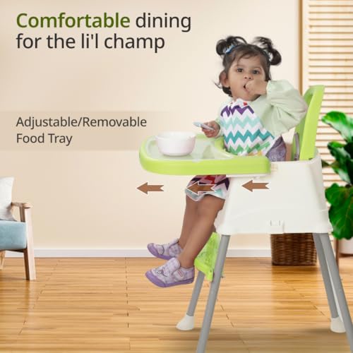 Image of LuvLap 4 in 1 Convertible Baby High Chair with footrest, Convertible to High Chair, Low Chair, & Booster Seat, Essential for Baby Feeding (Green)