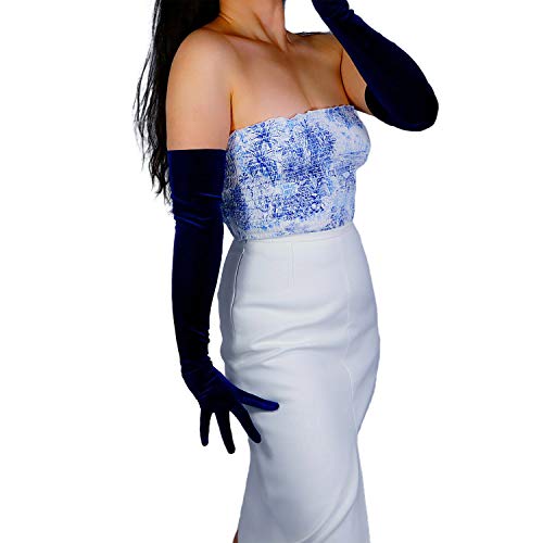 DooWay Long Velvet Gloves Women Touchscreen 24-inch Stretchy Special Occasion 1920s Costume Evening Opera Gloves