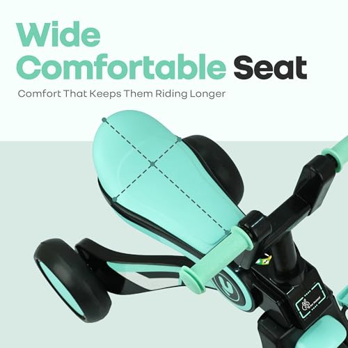 Image of R for Rabbit Tiny Toes Y Ace Premium Designer Tricycle for Kids 2-5 Years Upto 25Kg Weight with Strong Metal Core Frame, Anti-Slip Handlebars & Smooth Wheels | 95% Pre-Installed Baby Trike (Sea Green)