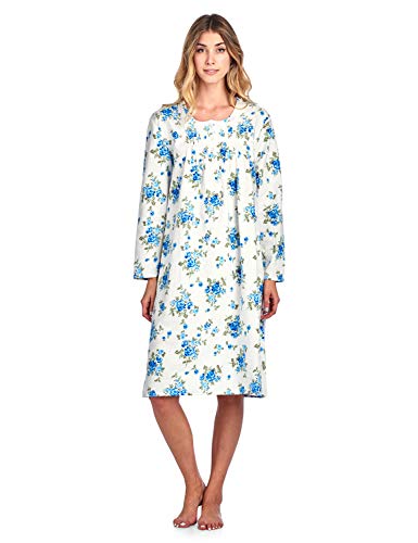 Casual Nights Women's Flannel Floral Long Sleeve Nightgown - Floral Blue - XX-Large