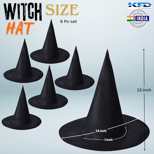 Image of Kaku Fancy Dresses Witch Hat for Girls, Witch Costume Accessory for Halloween Party Prop Multicolor Witch Hat