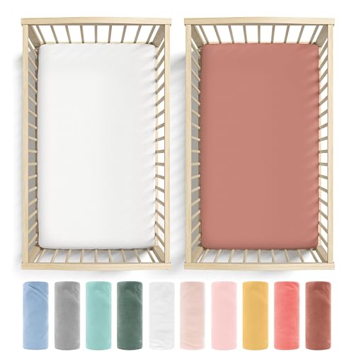 Bunnyjik GOTS-Zertifiziertes Bio-Spannbettlaken 70x140 cm für Kinderbett, 2er-Set, doppelte Dicke, ultraweich – Babybettwäsche passend für Babybett 70 x 140 cm