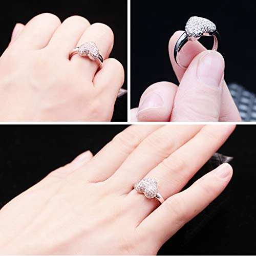 Uloveido Anelli di Fidanzamento con Cuore a Cuore