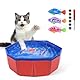 Esoes Katzenpool mit 3 LED Robo Fisch Roboter Wasser Mini Planschbecken Wasserspielzeug Katze Elektrische Fische für Katzen Wasser Pool für Klein Katze