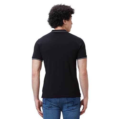 Image of Raymond Contemporary Fit Pure Cotton Solid Pattern Polo Neck Casual T-Shirt