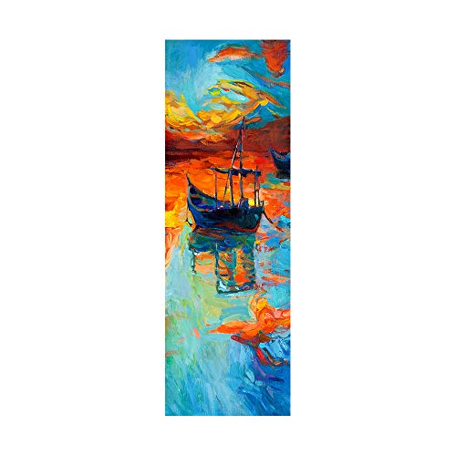Autocollant de réfrigérateur en vinyle pour couvrir les portes entières Huile sur toile bateau à voile 100X180Cm