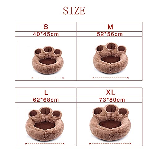 HTSM Hundebett Katze Plüsch Bären Pfote Haustier Bett warmes Bett Katze Nest waschbares Teppich Hundenest reizendes Hundebett Sofaskissen (M, Braun)