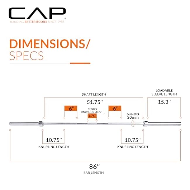 CAP Barbell 2-Inch Olympic 7 ft Barbell Bars | Multiple Options