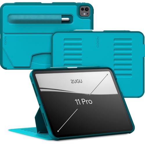 Image of Zugu Case for iPad Pro 11 (M4 /M5) 2024 /2025, Slim Protective Cover with Apple Pencil Holder, Auto Wake /Sleep, Multiple Viewing Angles, iPad Pro 11 Inch Cover, Phone Protector, Aqua
