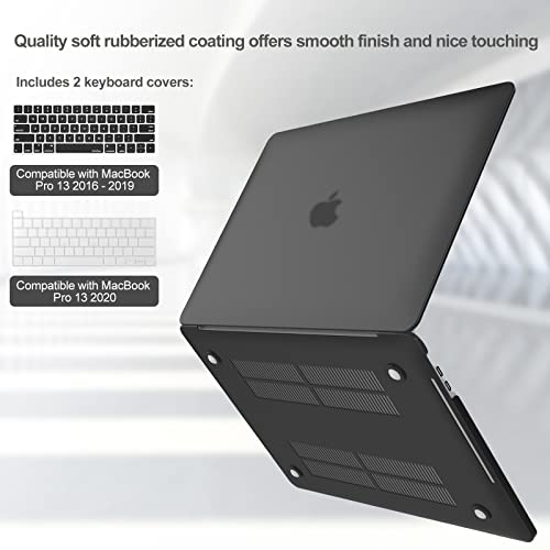 ProCase for MacBook Pro 13 M2 2023, 2022, 2016-2021 A2338 M1 A2289 A2251 A2159 A1989 A1706 A1708, Hard Case and Keyboard Cover for MacBook Pro 13 inch -Black