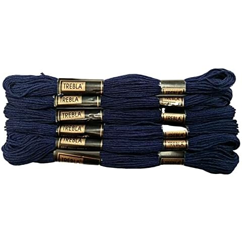 Trebla Pack of 6 Embroidery Thread/Skeins - 8m - Navy Cover