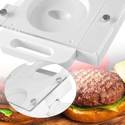 Burgerpresse, Hamburgerpresse, Hamburger-Pressform-Hersteller, Kunststoff-Burger-Maschine, Automatischer Hamburger Patty Maker mit 5 Adapterrohren Manuelle Burger Maker für Wurstfüller,Fleischwolf – Bild 8