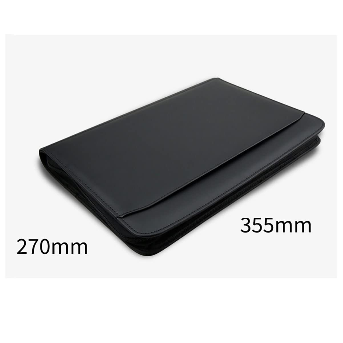 Zdejmujący się Ring Binder i Notepad, Teczka A4 ze skóry PU, zapinana na zamek, z 3 kółkami, organizerem, kieszeniami długopisy, w kolorze czarnym(Black B)