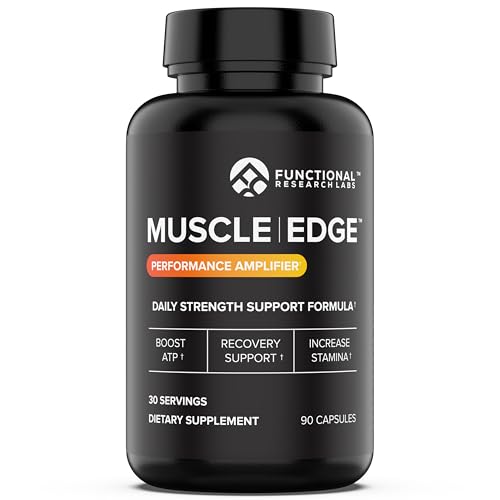 Edge Fitness Supplements: Unlock Peak Performance with Muscle Recovery Boosters 2 FUNCTIONAL RESEARCH LABS Muscle Edge Muscle Supplement for Men, Recovery and Pre Workout Supplement for Men with PeakO2, elevATP, and Senactiv, Strength and Endurance Booster, 90 Capsules