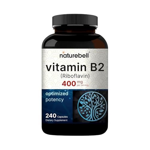 NatureBell Vitamin B2 (Riboflavin) 400mg - 240 Capsules - Supplement for Energy Skin & Cellular Health* - Non-GMO & Gluten Free - Easily Absorbed