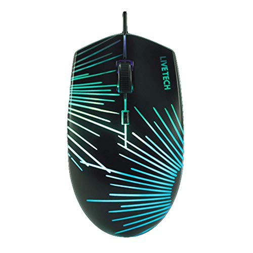 Live Tech Ambush USB Mouse Sensor KA318 Backlit 7 Colour Slow Flash 800/1200 DPI Max 3000 fps Cable Length:1.3 M Cable Max (Black)
