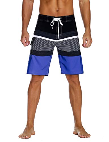 Image of unitop Men's Bathing Board Trunks Beach Shorts Holiday Hawaiian Colorful Striped