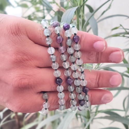 Image of Apnisanskriti Premium Multi Fluorite Stone Mala for Men and Women (6mm, AAA Quality, Lab Certified, 108+1) - Natural Stone Beads Mala - Mix Colour - Pack of 1