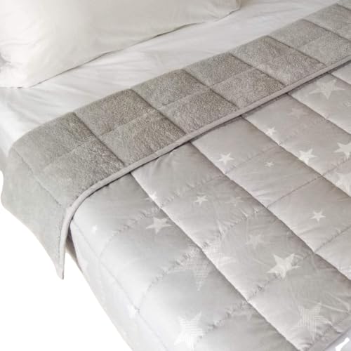 Dreamscene Star Teddy Fleece Weighted Blanket, Soft Fluffy Quilted Throw, Silver Grey, 100 x 150cm - 3kg (Disclaimer:Only suitable for age 3+years)