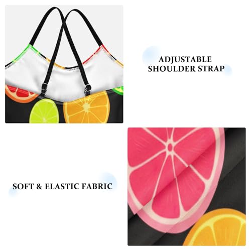 Colorful Citrus Fruit Slices Child Girl Swimsuit, Beach Swimsuit 3-10 Y with Adjustable Shoulder Strap, 3-10 Y3
