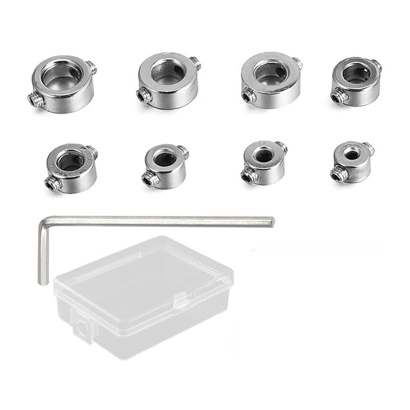8 Stück Tiefenanschlagringe Set, Tiefenanschlag für Bohrer mit Sechskantschlüssel, 3/4/5/6/7/8/9/10mm Tiefenstopp für Bohrer, Bohrtiefenbegrenzer für Bohrer Holzbearbeitung