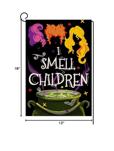 Halloween-Decorations-Garden-Flag-12×18-Vertical-Double-Sided-I-Smell-Children-Sisters-Fall-Outside-Hocus-Pocus-Decor-Burlap-Yard-Flag-BW204 Halloween Decorations Garden Flag 12×18 Vertical Double Sided I Smell Children Sisters Fall Outside Hocus Pocus Decor Burlap Yard Flag BW204