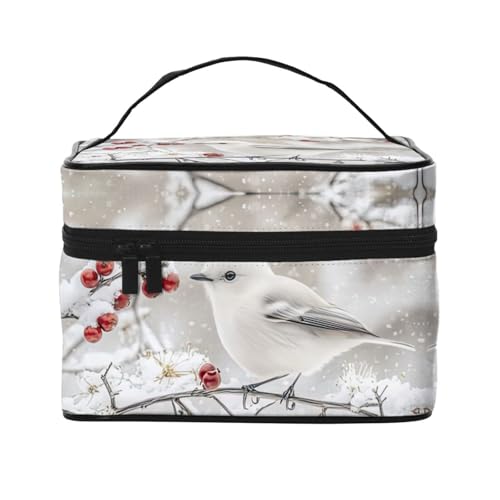 化粧ポーチ シマエナガ 小鳥 北海道 雪の妖精 レディース メイクポーチ 大容量 機能的 携帯便利 小物入れ 収納力 出張 旅行用 トラベルポーチ ギフトにも最適