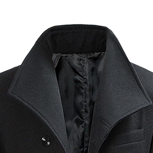 Men's Winter Slim Fit Business Top Coat Classic Woollen Single Breasted Overcoat Wide Lapel Trench Walker Coats2