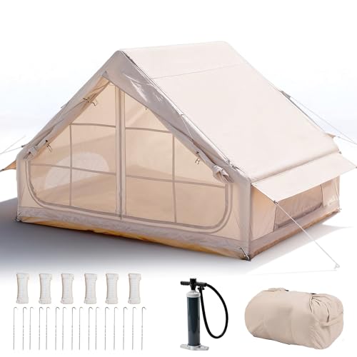 AirOutelle 4-6 Person Inflatable Air Tent - 4 Season Family Camping Tent with 3000mm Waterproof & Quick Setup Under 5 Mins, Includes Manual Pump, Storage Bag & Stakes