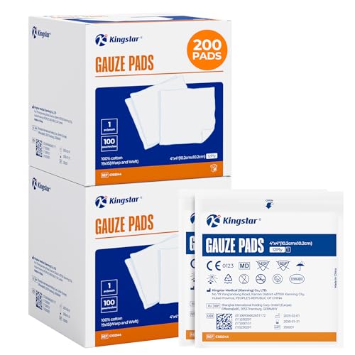 Image of 200 Packs Sterile Gauze Pads 4x4 Inch 12-Ply, 100% Cotton Large Gauze Sponges for Wound Care, Highly Absorbent Bulk Hospital-Grade First Aid & Surgical Dressing