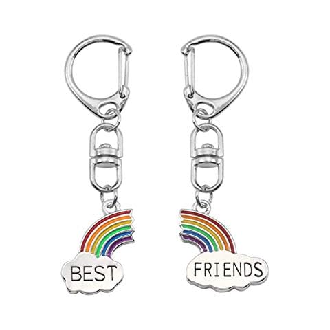 BFF Friendship Gifts for 2 - Best Friend Keychains BFF Gifts for 2 Matching Heart Best Friends Forever Pendant Key Chain Rings Set Cover