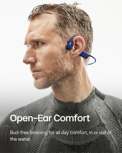 Image of SHOKZ OpenSwim - MP3 Waterproof Headphones for Swimming - Not Bluetooth Compatible - Built-in MP3 Player with Storage for 1200 Songs - Open-Ear Wireless Headphones, with Nose Clip and Earplug