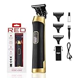 Red by Kiss Edge King Cordless Trimmer, Zero-Gapped DLC Blade for Precision Detailing, USB-C Quick Charge, Up to 4 Hours Runtime, Luxury Pouch, Blades Cover & Cleaning Supplies Included