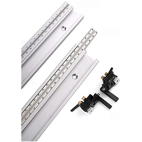 ArtisanShow 600mm 45 Type T-tracks with Movable/Fixed Scale Aluminum Alloy T-tracks Slot with Left/Right Type Accurate Miter Track Stop Table Saw Accessories for Woodworking DIY Tools (Movable Scale) Cover