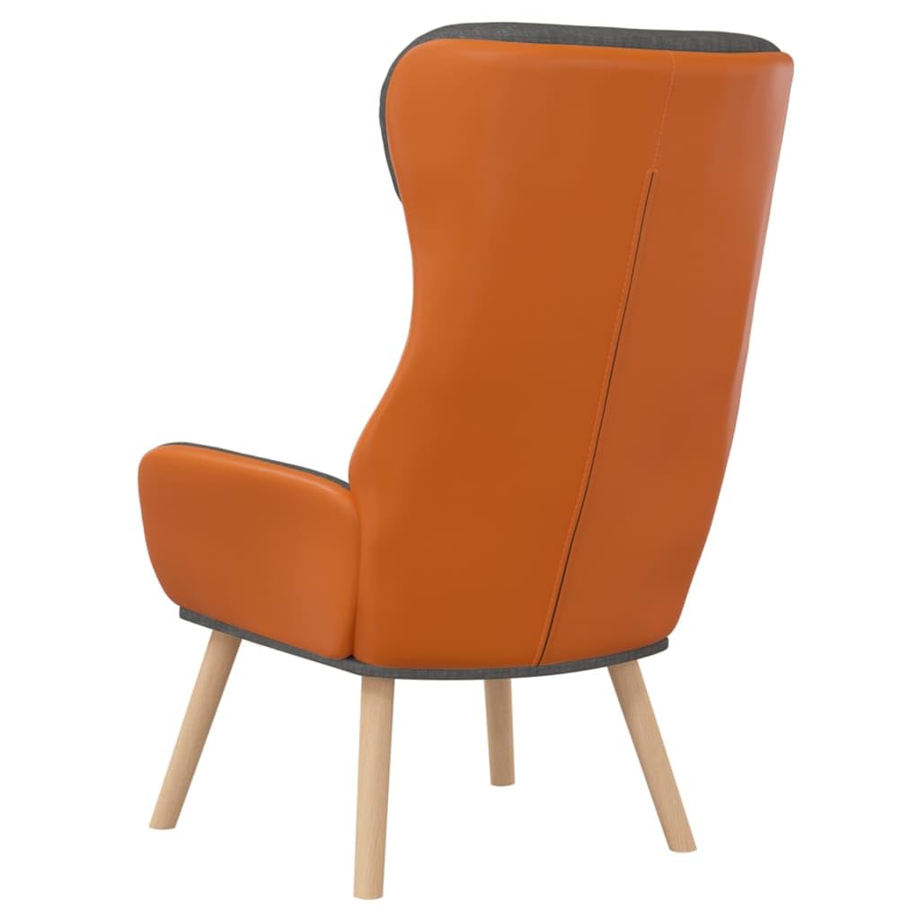 Poltrona relax imbottita spessa con tessuto e rivestimento in PVC, telaio in metallo e gambe in legno di gomma per un comfort stabile in soggiorno