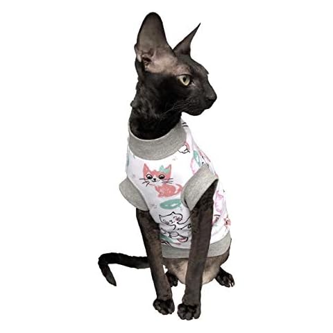 Camiseta elástica de algodón Kotomoda con diseño de gato Sphynx Cover